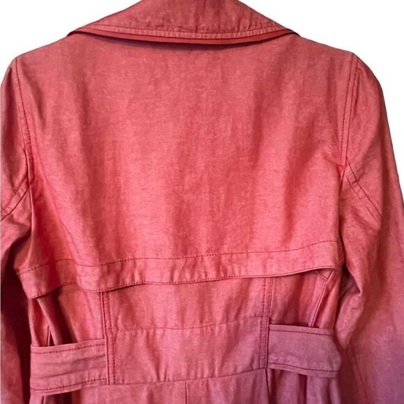 ANTHROPOLOGIE Elle Cotton Trench Coat Red Chambray Handkerchief Hem NWT - Picture 5 of 12